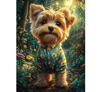 Yorkshire Terrier Puppy in Magical Forest Puzzle 1000 Pezzi Per Neonati E Bambini Fairy Tale Scenery Cartoon Cartone Atossico Resistente Difficoltà Bassissima Per Attività Educative A Casa Qualità Sic