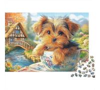 Yorkshire Terrier Puzzle 1000 Pezzi - Momento Zen Serale, Stimolo Mentale, Poster E Confezione Inclusi - 38x26cm/1000pcs