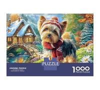 Yorkshire Terrier Puzzle 1000 Pezzi Xmas Yorkie in Cartone Spessore Anti-stress Per Famiglia Appassionati Allenare La Mente Regalo Offerta Speciale 70x50cm/1000pcs
