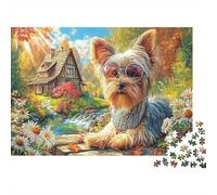 Yorkshire Terrier Puzzle Da 1000 Pezzi Per Adulti Di Tutte Le Età, Cartone Resistente Premium,Smiling Yorkie Art Regalo Di Natale Festivo, Sfida Mentale Ed Educativa 52x38cm/1000pcs