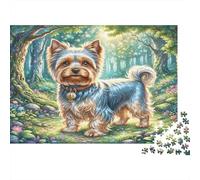 Yorkshire Terrier Puzzle in carta spessa Yorkshire Terrier nel bosco incantato confezione puzzle gioco familiare decorativo 52x38cm/1000 pezzi