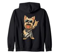 Yorkshire Terrier Rock Dog Music Lover Graphic giocoso Sharp Felpa con Cappuccio