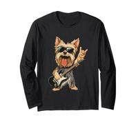 Yorkshire Terrier Rock Dog Music Lover Graphic giocoso Sharp Maglia a Manica