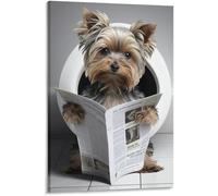 Yorkshire Terrier Seduto Sul Water Che Legge Il Giornale, Poster Vintage, Cane, Animale, Arte, Poster Su Tela, Quadro Da Parete, Decorazione Per La Casa, 50x70 Cm, Senza Cornice