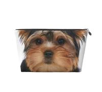 Yorkshire Terrier si trova su bianco, Borsa da toilette Borsa per trucco Borsa per cosmetici Borsa da toilette da viaggio portatile
