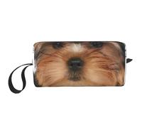 Yorkshire Terrier si trova su bianco, Borsa per il trucco Borsa per cosmetici Borsa da toilette da viaggio portatile Borsa per trucco Organizer