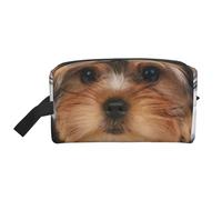 Yorkshire Terrier si trova su bianco, Borsa per il trucco Borsa per cosmetici Borsa da viaggio portatile da viaggio Borsa per trucco Organizer