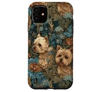 Yorkshire Terrier Yorkies in un giardino fiorito vintage Custodia per iPhone 11