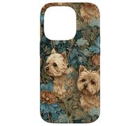 Yorkshire Terrier Yorkies in un giardino fiorito vintage Custodia per iPhone 14 Pro