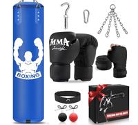 YORWHIN Sacco da Boxe da 120cm per Adulti, Attrezzatura per l'Allenamento di Boxe con Sacco da Boxe Non Riempito, Reflex Ball, Guanti da MMA, Fasce Boxe, Set da Boxe per Karate, Kickboxing e Muay Thai