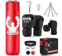YORWHIN Sacco da Boxe da 120cm per Adulti, Attrezzatura per l'Allenamento di Boxe con Sacco da Boxe Non Riempito, Reflex Ball, Guanti da MMA, Fasce Boxe, Set da Boxe per Karate, Kickboxing e Muay Thai