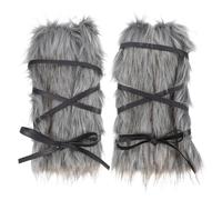 YOSADIER 2 Pezzi Scaldamuscoli Design Regolabile a Lacci, Pelliccia Sintetica Morbida per Cosplay Viking e Performance su Palco, Accessorio Caldo e Versatile