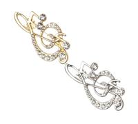 YOSADIER 2 Pezzi Spilla Donna Forma Nota Musicale con Pietre Brillanti, in Lega Argento, Chiusura Sicura, per Cappelli e Cappotti, per Feste di Compleanno