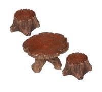 YOSADIER 3 Pezzi Mini Tavolo e Sedie in Legno per Giardino Decorazione da Esterno Compatta e Rustica per Spazi Verdi e Micro Paesaggi