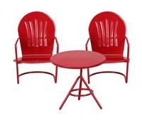 YOSADIER 3 Pezzi Set di Mobili Miniatura Leggero e Stabile in Ferro Rosso Tavolo e Sedie e Ambienti Rustici per Decorazioni di Micro Paesaggi