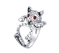 YOSADIER Anello Anello Personalizzato Regolabile Donna Motivo Gatto in Metallo Argento Elegante e Pratico per Signora Adatto a Ogni Occasione
