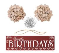 YOSADIER Calendario e 50 a Forma di Cuore, Facile da Assemblare in Legno da Appendere con 50 Pendenti Rotondi per Scrivere Nomi e Date per Compleanni e Anniversari Decorazione Casa