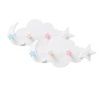 YOSADIER Ganci in Plastica Bianca Adesivi da Parete 2 Pezzi a Forma di Stella e Mezzaluna Riutilizzabili e Resistenti per Cameretta per Chiavi e Piante in Cucina o Bagno