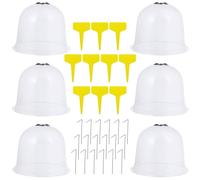 YOSADIER Kit 6 Pezzi Copertura a Cupola per Piante da Giardino Trasparente con 18 Picchetti di Fissaggio e 10 Etichette per Protezione Antigelo, Serra Miniatura per Orto e Colore Casuale