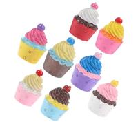 YOSADIER Portachiavi Ciondolo Cupcake in Resina Simulata Set da 8 Pezzi Colorati per Fai da Te Decorazioni e Magneti da Frigorifero Accessori Creativi per