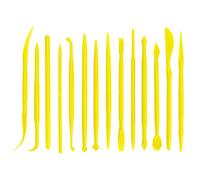 YOSADIER Set 2 Pezzi Strumenti per Modellare Argilla in Plastica Gialla, Utensili Doppi per Scultura e Modellazione per Casa e Scuola, 28 Pezzi per Principianti e Professionisti