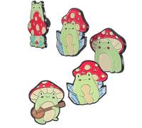 YOSADIER Set di 5 spille e fungo in lega di zinco, per abbigliamento e accessori regalo, dimensioni 3.00X2.80X1.00CM, spille versatili per donne e ragazzi