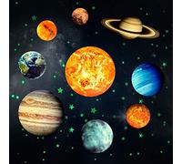 Yosemy Adesivi da Parete Fluorescenti 9 Pianeta 4 Stelle Fluorescenti Sistema Solare Decorazione Adesivo Murali Sticker da Muro per la Casa Camera da Letto Cameretta Finestra Soggiorno