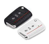 Yosemy Cover Chiave Auto 2 Pezzi Coprichiavi Cover con 3 Tasti Compatibile con VW Golf 7 Silicone Custodia Protettiva Nero + Bianco