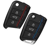 Yosemy - Cover in silicone per chiave dell’auto, a 3 pulsanti, per VW Golf 7, 2 pezzi, colore: Rosso/Blu