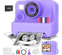 Yosfeng Macchina fotografica istantanea per bambini regali di compleanno di Natale per ragazze 3, 4, 5, 6, 7, 8, 9, 10 anni, display da 2,4 pollici, fotocamera istantanea per