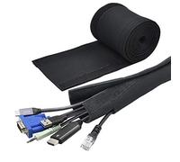 YOSH 200 cm Raccogli Cavi, Guaina per Cavi Tagliabile, DIY Flessibile Raccogli Cavi Scrivania, Copricavi per TV/Computer/Audio Manicotti Protezione, Nero