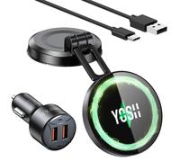 YOSH Caricatore Wireless Auto per Magsafe da Cruscotto [15W Ricarica Veloce & Pieghevole], Supporto Telefono Auto Magnetico, Ricarica Wireless per iPhone 16/15/14/13/12, con Caricatore Automobile 36W