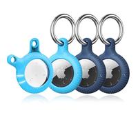 YOSH Porta Airtag, Portachiavi Airtag 4 Pezzi, Custodia Cover Airtag in TPU & PC [Design con chiusura a torsione] per Airtag Apple, Blu scuro & Azzurro