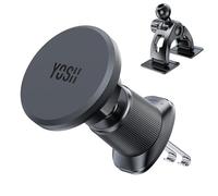 YOSH Porta Cellulare Auto Magnetico, 2 in 1 Supporto [Doppio Gancio in Metallo & Base 3M] per Cruscotto & Bocchette d’Aria, per iPhone Samsung Pixel e Altri Dispositivi con Piastra Metallica