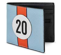 Yoshi Race Car Livery #20 Portafoglio da uomo in vera pelle, blu e nero, con blocco RFID, portafoglio sottile da uomo, Blu/nero., Taglia unica, Classico