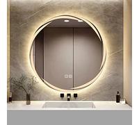 YOSHOOT Specchio da Bagno Rotondo da 600 mm con Motivi Specchio da Parete con Luce a LED, Specchio cosmetico Illuminato più Elegante, Luce LED dimmerabile a 3 Colori, IP44 (Turbine)