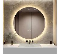YOSHOOT Specchio da bagno rotondo modellato da 70 cm, montato a parete, con luce LED dimmerabile in 3 colori, specchio cosmetico illuminato più elegante, specchio da trucco anti-appannamento, IP44