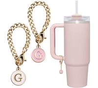 YOSHUYUKI Accessori per tazze Charm a forma di lettera personalizzata per Stanley Tumbler Simple Modern 30 bicchieri da 1,18 once con manico Accessori per bottiglie d'acqua Stanly - Oro e oro rosa