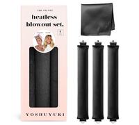 YOSHUYUKI - Bigodino per capelli senza calore per dormire, in raso, per la notte, set di bigodini grandi in spugna per capelli lunghi e corti, strumenti per lo styling delle donne, nero.