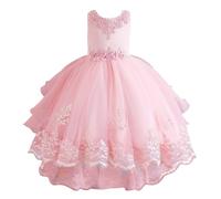 YOSICIL Abiti da Sposa per Bambini Vestiti da Principessa Lace Senza Maniche Ragazze Abbigliamento Pianoforte Ballo di Laurea Festa di Compleanno Comunione Matrimonio，160