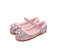 YOSICIL Ballerine da Bambine e Ragazze Ballerine Caldo Scarpe da Principessa in Cristallo da Neve per Bambine e Ragazze Frozen Elsa Scarpe di Cotone con Paillettes Invernali,Rosa,EU28