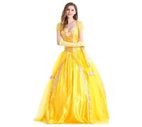 YOSICIL Belle Abito da Donna Adulto Costume Principessa Carnevale Festa Natale Festa di Fantasia La Bella e la Bestia con Guanti Outfit Halloween Costume Cosplay,2XL