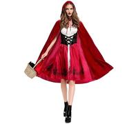 YOSICIL Cappuccetto Rosso Vestito Donna Costumi di Carnevale Adulti Costume Halloween con Vestito e Mantella per Carnevale Cosplay Vestire da Festa Festivo,S