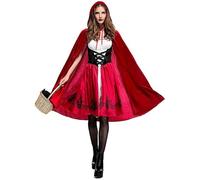 YOSICIL Cappuccetto Rosso Vestito Donna Costumi di Carnevale Adulti Costume Halloween con Vestito e Mantella per Carnevale Cosplay Vestire da Festa Festivo,XL