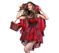 YOSICIL Costume da Cappuccetto Rosso Donna Adulta Halloween Cosplay Mantello con Cappuccio Principessa per Carnevale Halloween Cosplay Rosso,S