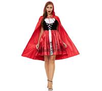 YOSICIL Costume da Cappuccetto Rosso Scuro con Abito da Equitazione Mantello Diavolo per Halloween Donna Feste Cosplay Vestito da Poliziotto Sexy,S
