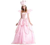YOSICIL Costume da donna Principessa Aurora Rosa Con ali e accessori Strega Tulle Abito Principessa Paillettes Outfits Costume Fata Madrina Maschera e Carnevale,XL