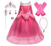 YOSICIL Costume da la Bella Addormentata Costumi Principessa Aurora Manica Lunga Costume Accessori Abito da Festa Carnevale Compleanno Regalo Natale Halloween,Rosa 150