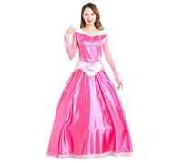 YOSICIL Costume da principessa Aurora da donna Deluxe Costume Rosa Glitterante e di Alta Qualità per Donne Addormentata Vestito Belle Cosplay Festa Natale Halloween Carnevale,L