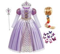 YOSICIL Costume da Principessa Raperonzolo Abito delle Ragazze Fantasia Comunione Battesimo Vestito Principessa Bambina Festa di Halloween Compleanno Natale Carnevale Cerimonie,viola,140